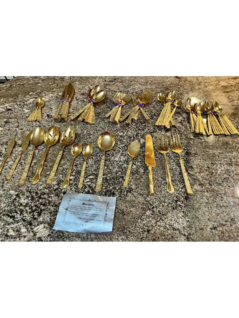 John Hull 23 Karat Gold Plated Stainless Steel Flatware Set